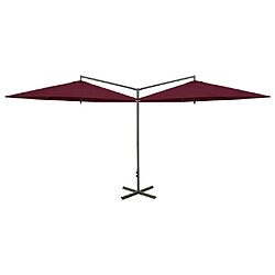 vidaXL Parasol de jardin double et mât en acier Rouge bordeaux 600 cm