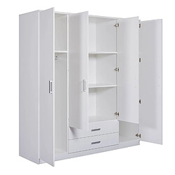 Avis Pegane Armoire, meuble de rangement avec 4 portes en MDF coloris blanc - Longueur 180 x profondeur 58 x hauteur 198,5 cm