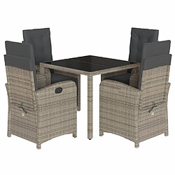 Maison Chic Ensemble à manger d'extérieur 5 pcs avec coussins,Salon de jardin gris résine tressée -GKD980502