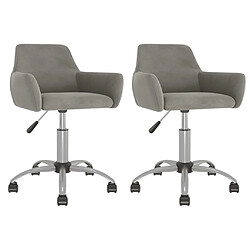 vidaXL Chaises pivotantes à manger lot de 2 Gris clair Velours