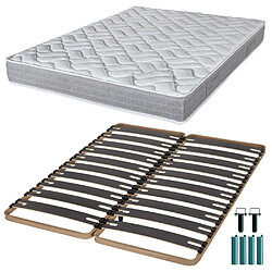 Ebac Matelas mousse + Sommier métal C310 2x90x190 Maryland - Hauteur 20 cm - Soutien ferme