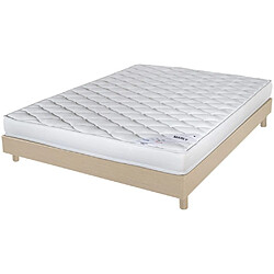 Ebac Matelas + sommier 140x190 Mousse - Marly - Soutien ferme - Sommier démonté - Chêne