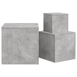 Acheter vidaXL Tables d'appoint 3 pcs Gris béton Bois d’ingénierie