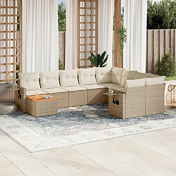 Maison Chic Salon de jardin avec coussins 10 pcs, Ensemble Tables et chaises de jardin, beige résine tressée -GKD885906