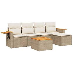 vidaXL Salon de jardin avec coussins 6 pcs beige résine tressée