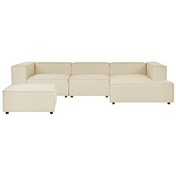 Beliani Canapé d'angle côté gauche avec ottoman APRICA Beige Tissu