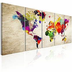 Paris Prix Tableau Imprimé World Map : Painted World 80 x 200 cm