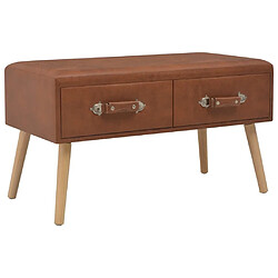 Helloshop26 Banquette pouf tabouret meuble banc avec tiroirs 80 cm marron synthétique 3002131