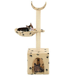 Arbre à chat,niche pour chat et griffoirs en sisal 105 cm Beige Motif de pattes -MN10341