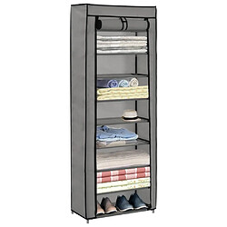 vidaXL Armoire à chaussures avec housse Gris 57x29x162 cm Tissu pas cher