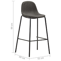 vidaXL Chaises de bar lot de 2 gris foncé tissu pas cher