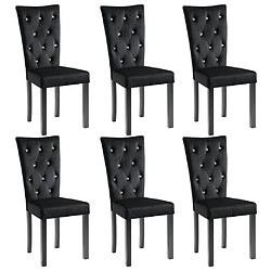 Decoshop26 Lot de 6 chaises de salle à manger cuisine design classique velours noir CDS022739 