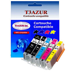 Lot de 5 Cartouches Compatibles pour Canon Pixma MG5700, MG6800, MG7700, TS5055 - T3AZUR Lot de 5 Cartouches Compatibles pour Canon Pixma MG5700, MG6800, MG7700, TS5055 (2Bk/2PBk/2C/2M/2Y) - T3AZUR