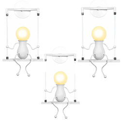 Stoex 3x Applique Murale Simple Poupée De Mode Balançoire Enfants Lampe Mur Moderne Gens Fer Salon Chambre Créative Lumière ( 3x Applique Murale Simple Poupée De Mode Balançoire Enfants Lampe Mur Moderne Gens Fer Salon Chambre Créative Lumière (Blanc)