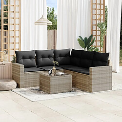 vidaXL Salon de jardin 6 pcs avec coussins gris clair résine tressée