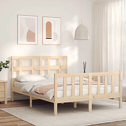 Maison Chic Cadre/structure de lit avec tête de lit pour adulte - Lit Moderne Chambre 120x200 cm bois massif -MN72899