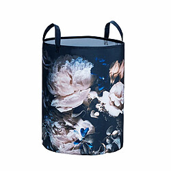 WENKO Panier à linge design fleuri Peony - Diam. 35 x H. 45 cm - Noir