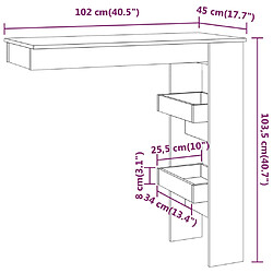 vidaXL Table de bar murale Gris Béton 102x45x103,5cm Bois d'ingénierie pas cher