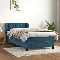 Maison Chic Lit Adulte - Lit simple Lit à sommier tapissier avec matelas moelleux - Meuble de Chambre - Bleu foncé 90x190 cm -MN82761