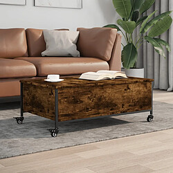 Maison Chic Table basse pour salon | Table à café avec roulettes chêne fumé bois d'ingénierie -GKD92329