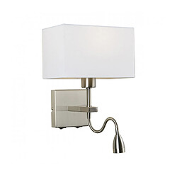 Luminaire Center Applique blanche de chevet moderne Norte Nickel Coloris : Nickel Coloris de l'abat jour : Blanc, rectangulaire Matèriau : Acier, tissu Hauteur en Cm : 29 Largeur en Cm : 19 IP : 20 Nombre d'ampoules : 2