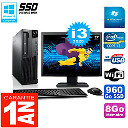 PC Lenovo M92p SFF Ecran 22" Core I3-3220 8Go Disque 960Go SSD Wifi W7 - Occasion