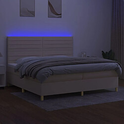 Avis vidaXL Sommier à lattes de lit et matelas et LED Crème 200x200cm Tissu