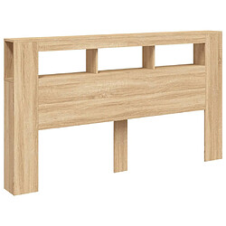 Avis Maison Chic Tête de lit scandinave à LED,meuble de chambre chêne sonoma 180x18,5x103,5cm bois ingénierie -MN25184