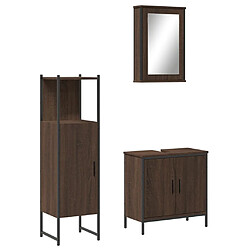 Maison Chic Armoire de Bain | Ensemble de 3 meubles salle de bain Chêne marron -GKD82909