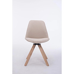 Decoshop26 Chaise de salle à manger x1 chaise visiteur assise pivotant à 360° en tissu crème piètement en bois carré clair 10_0003474