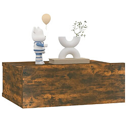 Acheter Maison Chic Table de chevet Table de Nuit Meuble de Rangement flottante Chêne fumé 40x30x15 cm