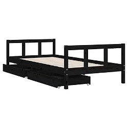 Acheter Maison Chic Lit d'Enfant Chambre - Cadre de lit pour enfant avec tiroirs noir 90x200 cm bois pin massif -MN71078