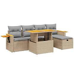 vidaXL Salon de jardin avec coussins 6 pcs beige résine tressée