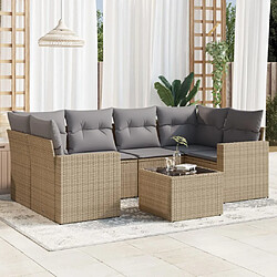 vidaXL Salon de jardin avec coussins 7 pcs beige résine tressée