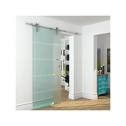 Vente-Unique Porte coulissante en applique et verre trempé dépoli - H205 x L93 cm - GLASSY