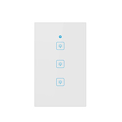 Wewoo WS-US-03 EWeLink APP & Touch Control 2A Commutateur mural intelligent avec panneau en verre trempé à 3 voies, 3 voies, CA 90V-250V, Prise américaine