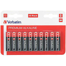 VERBATIM Lot de 10 piles ALKALINE AA PREMIUM