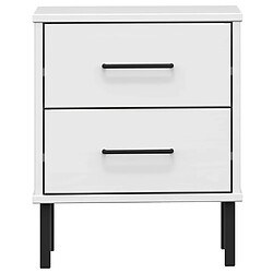 Acheter Maison Chic Table de chevet,Table de nuit,Table d'appoint pour salon avec pieds en métal Blanc Bois pin massif OSLO -MN72202