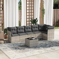 vidaXL Salon de jardin avec coussins 7 pcs gris clair résine tressée