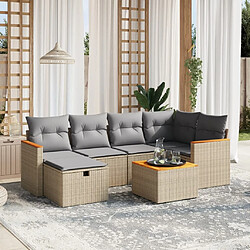 vidaXL Salon de jardin avec coussins 7pcs mélange beige résine tressée