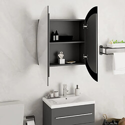 Avis vidaXL Armoire de salle de bain miroir rond et LED Gris 54x54x17,5 cm