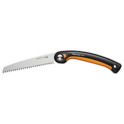 Fiskars Plus Scie Pliaple, pour Troncs et Branches épais, 3 positions de Coupe, Lame Power Tooth tranchante, Denture grossière, Longueur de la lame : 21 cm, Noir/Orange, SW69, 1067553