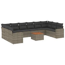 Maison Chic Salon de jardin 11 pcs avec coussins, Ensemble Tables et chaises d'extérieur gris résine tressée -GKD858464