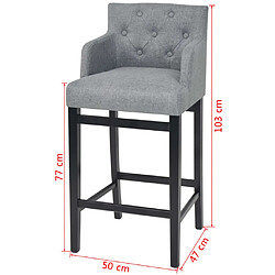 vidaXL Tabourets de bar lot de 2 gris clair tissu pas cher