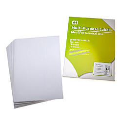 vhbw 100x Feuilles A4 d'autocollants avec 24 étiquettes par page pour imprimer avec imprimante à jet d'encre ou laser - 63,5x 33,9 mm 