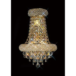 Luminaire Center Applique murale Alexetra Large 3 Ampoules doré/cristal Coloris : doré Largeur en Cm : 29 Hauteur en Cm : 44 Profondeur en Cm : 16 Poids en Kilos : 2,1 Nombre d'ampoules : 3 Type d'ampoule : E14 Puissance Ma