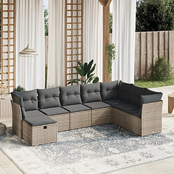 Maison Chic Ensemble Tables et chaises d'extérieur 8 pcs avec coussins,Salon de jardin gris résine tressée -GKD473111