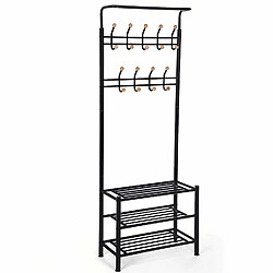 Porte-manteau Portant vêtement étagères à Chaussures pour l’entrée 68,8 x 35,2 x 187 cm Noir HSR04B SONGMICS