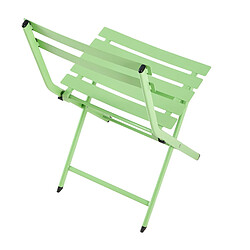 Pegane Ensemble de jardin table ronde + 2 chaises pliantes coloris vert pistache pas cher