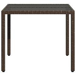 Acheter vidaXL Table de jardin avec dessus en verre marron résine tressée